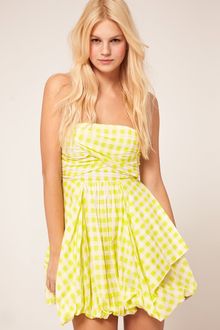 Asos Bandeau Dress In Check With Bubble Hem - Lyst
