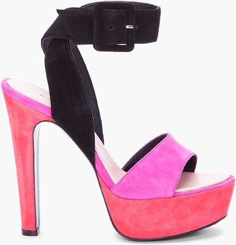 Barbara Bui Pink and Black Suede Heels - Lyst