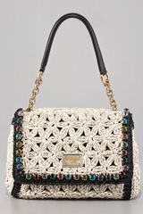 Dolce & Gabbana Miss Charles Jeweled Crochet Shoulder Bag