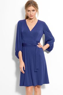 Donna Ricco Bloused Sleeve Faux Wrap Dress - Lyst