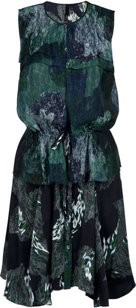 Edun Asymmetric Hem Dress in Green (multi) - Lyst