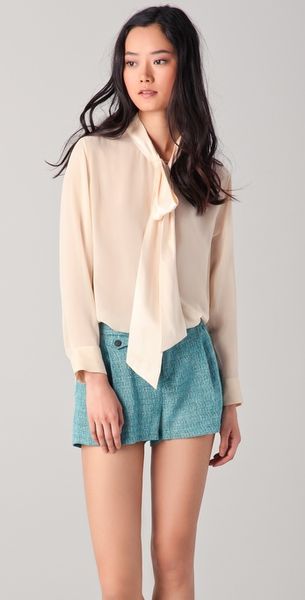 Equipment Meredyth Contrast Blouse in Beige - Lyst