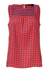 Marc By Marc Jacobs Flame Scarlet Heart Print Silk Top