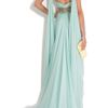 Marchesa Chiffon Embellished Grecian Gown in Blue (mint) - Lyst