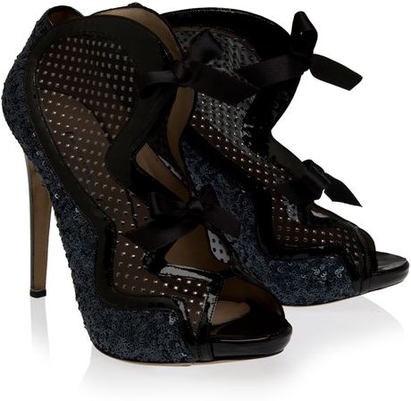 Nicholas Kirkwood Sequin Bow High Heels in Blue - Lyst