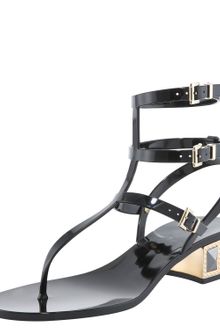 Valentino Studded Low-heel Jelly Thong Sandal - Lyst