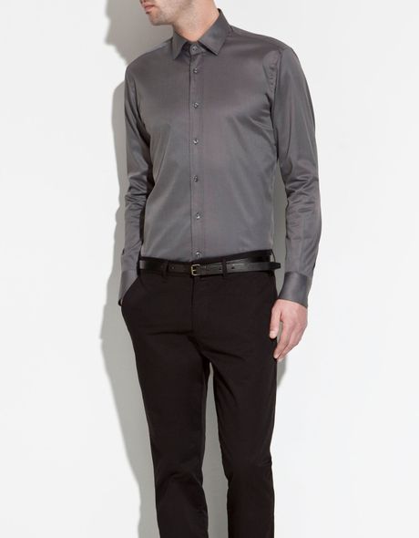 Zara Diagonal Shirt in Gray for Men (grey)