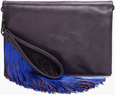 3.1 Phillip Lim Lynus Envelope Clutch with Fringe in Black - Lyst