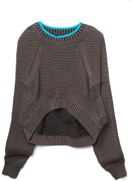 Alexander Wang BiColor Rib Shrug in Gray (black) - Lyst