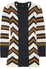 Burberry Prorsum Striped Knitted Cotton and Silk-blend Sweater