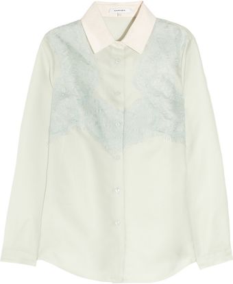  Lace-appliquéd Silk-organza Twill Shirt 