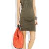 Donna Karan New York Asymmetric Ruched Stretch Linenblend Dress in Green (olive) - Lyst