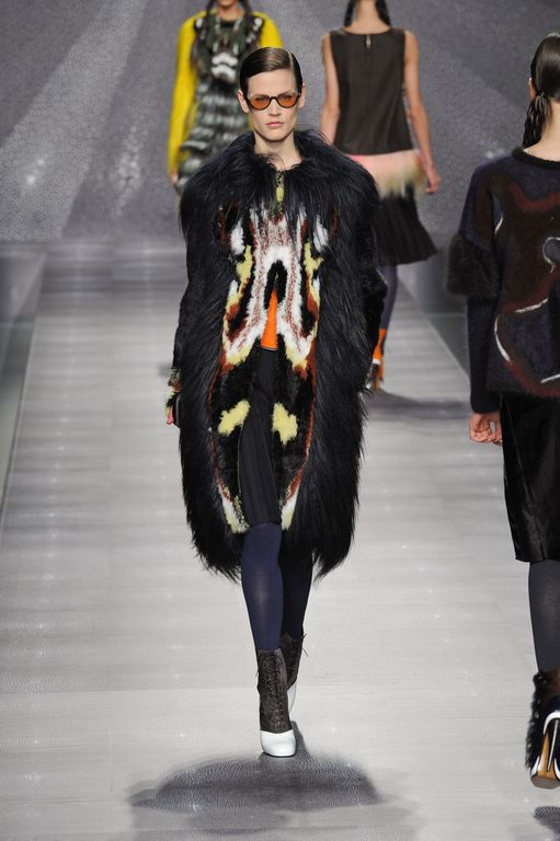 Fendi Fall 2012 Fur Coat with Print in Black Lyst Fendi Fall 2012 Fur Coat with Print in Black Lyst