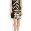 Gucci Metallicstriped Fringed Leather Dress in Gold (black) - Lyst