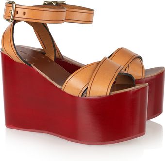 Isabel Marant Zora Leather Lacquered-wedge Sandals - Lyst