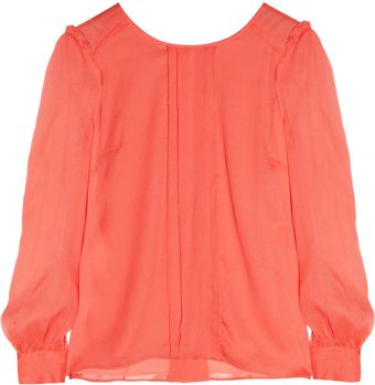 J.Crew Pleated Silk-Chiffon Blouse - Lyst
