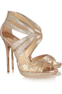 Jimmy Choo Garland Glitter-finish Leather Sandals - Lyst
