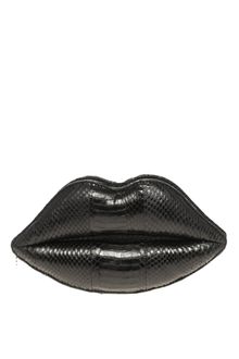 Lulu Guinness Snakeskin Lips Clutch - Lyst