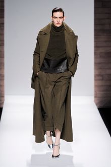 Max Mara Fall 2012 Cropped Pleated Front Tailored Wool Pants With Side Pockets And Turn-Ups In Khaki - Lyst