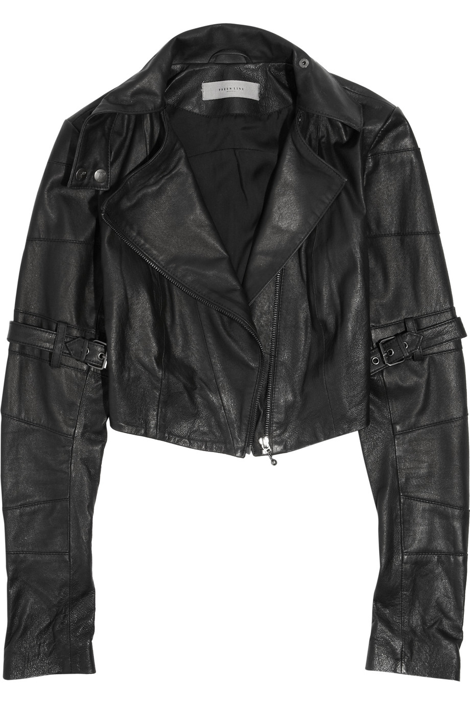 Preen Line Fencing Cropped Leather Jacket in Black Lyst