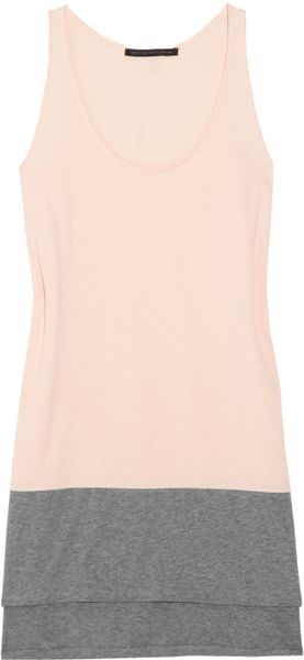 Victoria Beckham TwoTone CottonJersey Tank in Gray - Lyst