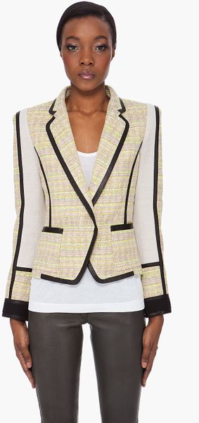 Barbara Bui Neon Tweed Jacket in Beige (yellow) - Lyst