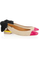 Carven Linen and Patent-leather Slingbacks