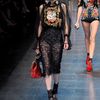 Dolce & Gabbana Fall 2012 SeeThrough KneeLength Lace Pencil Skirt In Black  in Black (black, pink, yellow) - Lyst