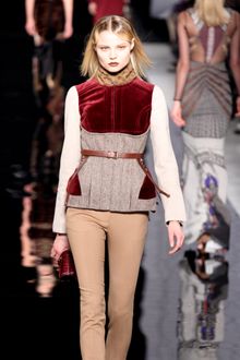 Etro Fall 2012 Short Collarless Jacket with Velvet Bib Front and Pockets - Lyst
