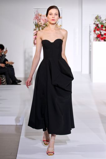 Jil Sander Fall 2012 Strapless Corset Mid Length Sculpted Wool Dress In Black  - Lyst