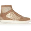 Jimmy Choo Tokyo Suede and Glitterfinish Hightop Sneakers in Beige (sand) - Lyst
