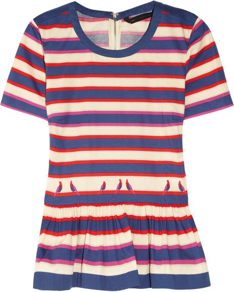 Marc By Marc Jacobs Flavin Striped Stretchcotton Top in Blue (multicolored) - Lyst