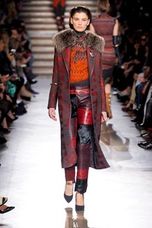 Missoni Fall 2012 Fur Collar Crosshatch Coat  - Lyst