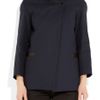 Sandro Leathertrimmed Cotton Coat in Blue (navy) - Lyst