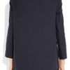 Sandro Leathertrimmed Cotton Coat in Blue (navy) - Lyst