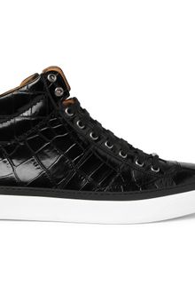 Jimmy Choo Belgravia Crocodile-embossed Leather High Top Sneakers - Lyst
