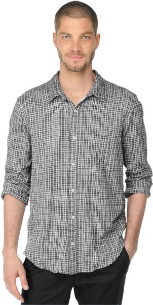 Splendid Long Sleeve Shirt in Gray for Men (black/white) - Lyst
