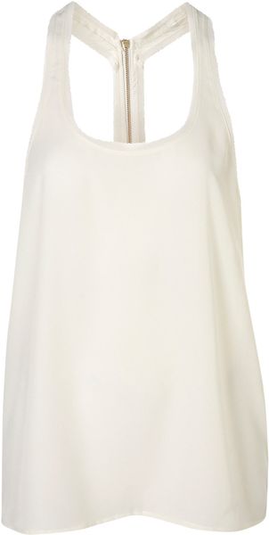 Topshop Chiffon Trim Racer Back Vest - Lyst