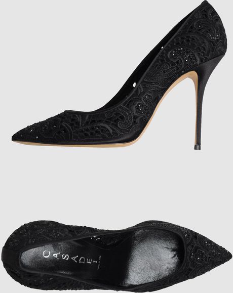Casadei Closed Toe Slip Ons in Black - Lyst