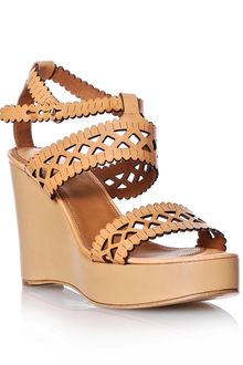Chloé Laser-cut Leather Wedge Shoes - Lyst