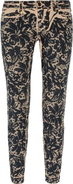 Dolce & Gabbana Laceprint Lowrise Skinny Jeans in Black - Lyst