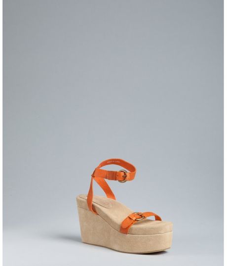 Jeffrey Campbell Suede Moochie Platform Sandals in Orange - Lyst