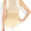 Roberto Cavalli Silkchiffon and Broderie Anglaise Cotton Top in Beige (cream) - Lyst