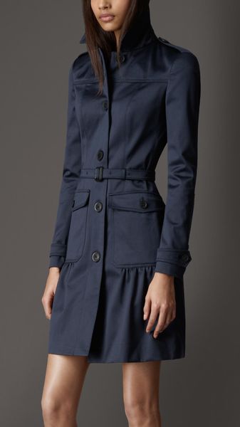Burberry Gather Detail Trench Coat - Lyst