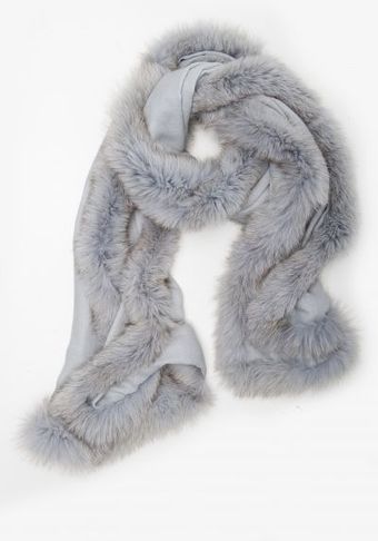 Hayley Menzies Chelsea Lightweight Cashmere and Fur Grey Scarf - Lyst