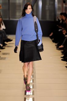 Balenciaga Fall 2012 A-Line Front Fold Knee Length Skirt In Blue  - Lyst