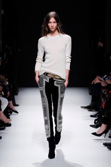 Balmain Fall 2012 Embroidered Velvet Skinny Pants In Black And Silver  - Lyst