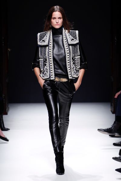 Balmain Fall 2012 Black Leather Skinny Cigarette Pants With Side Pockets  in Black - Lyst
