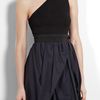 Carven Navy And Black One Shoulder Jersey And Cotton Dress in Blue (navy) - Lyst