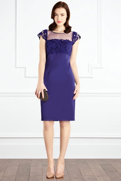 Coast Shanice Lace Duchess Satin Dress in Purple